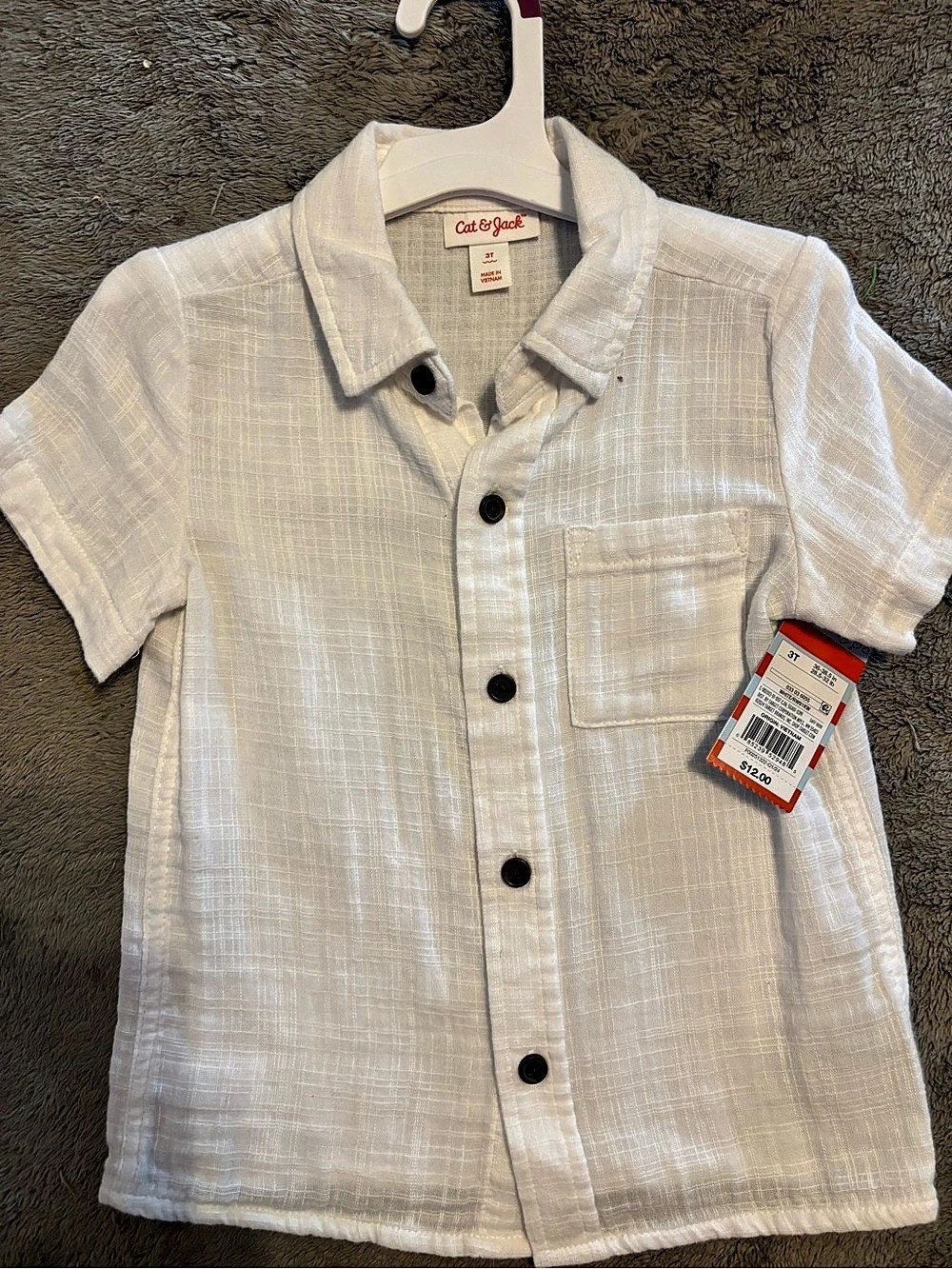 Cat & Jack Boys Short Sleeve Button-Down Shirt White 3T
